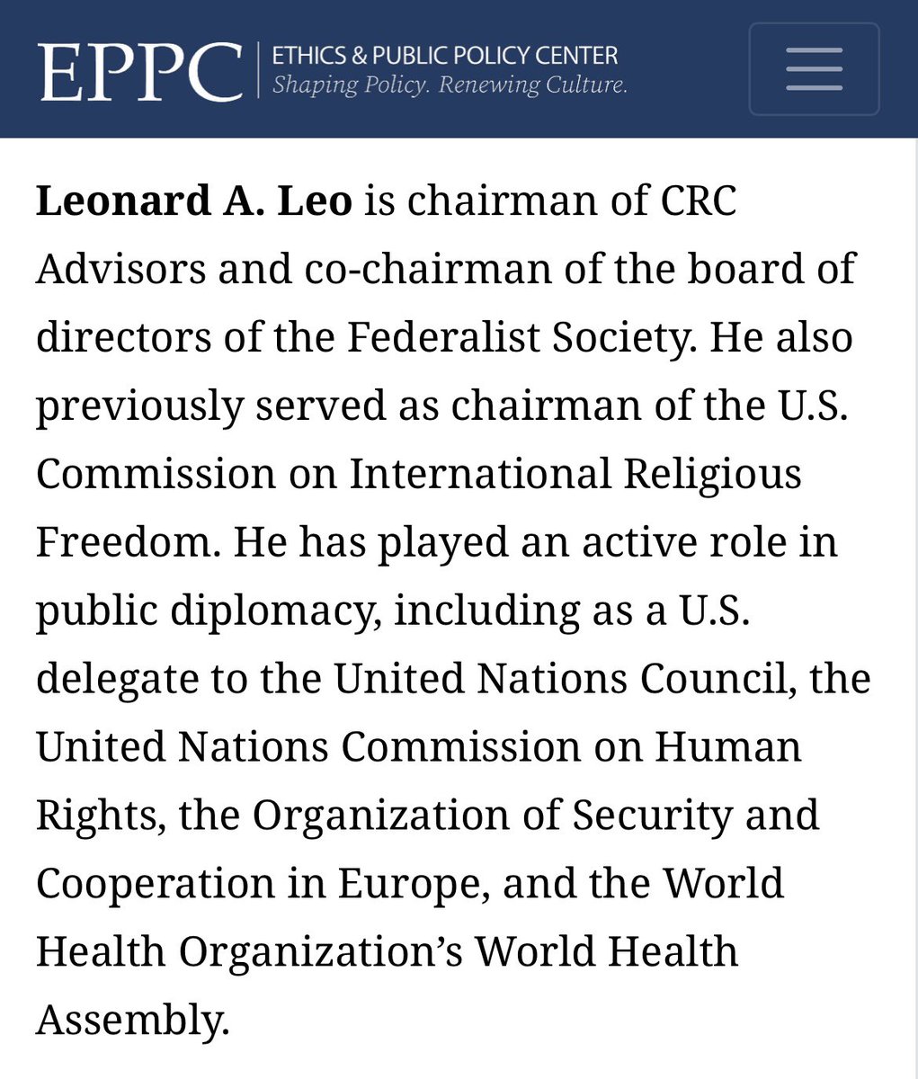 Trump Attacks Federalist Society Leader Linked to Ethics Center