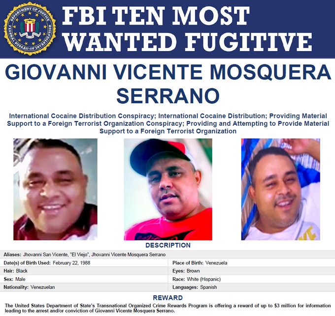 $3M Bounty on Aragua's U.S. Kingpin: Giovanni Mosquera Serrano Exposed!