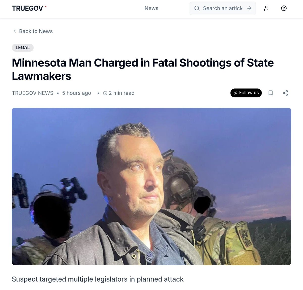 57-Year-Old Charged with Murdering MN Legislators in Shocking Attack
