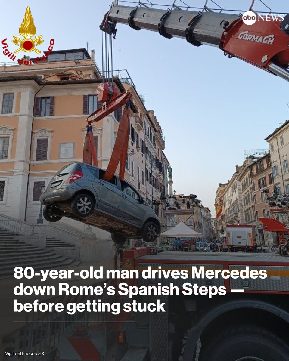 80-Year-Old's Wild Ride: Mercedes-Benz Stuck on Rome's Spanish Steps!