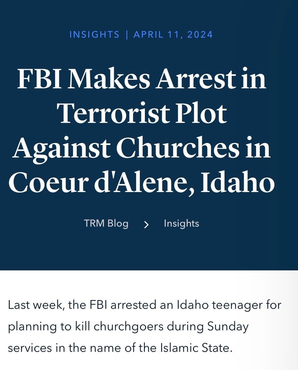 Another Church Attack Plot Echoes 2024's ISIS-Inspired Terror