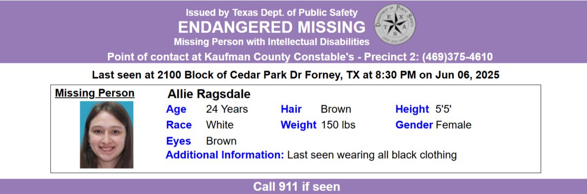 BREAKING: Active Endangered Missing Alert for Allie Ragsdale!