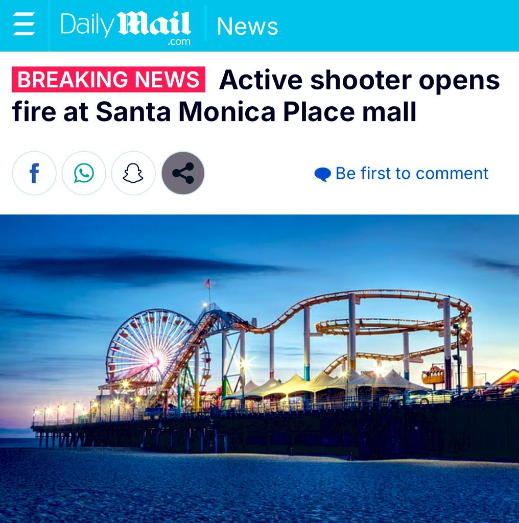 BREAKING: Active Shooter at Santa Monica Mall, Police Officer Injured