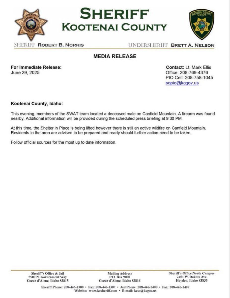 BREAKING: Coeur d'Alene Firefighter Ambush Suspect Found Dead!