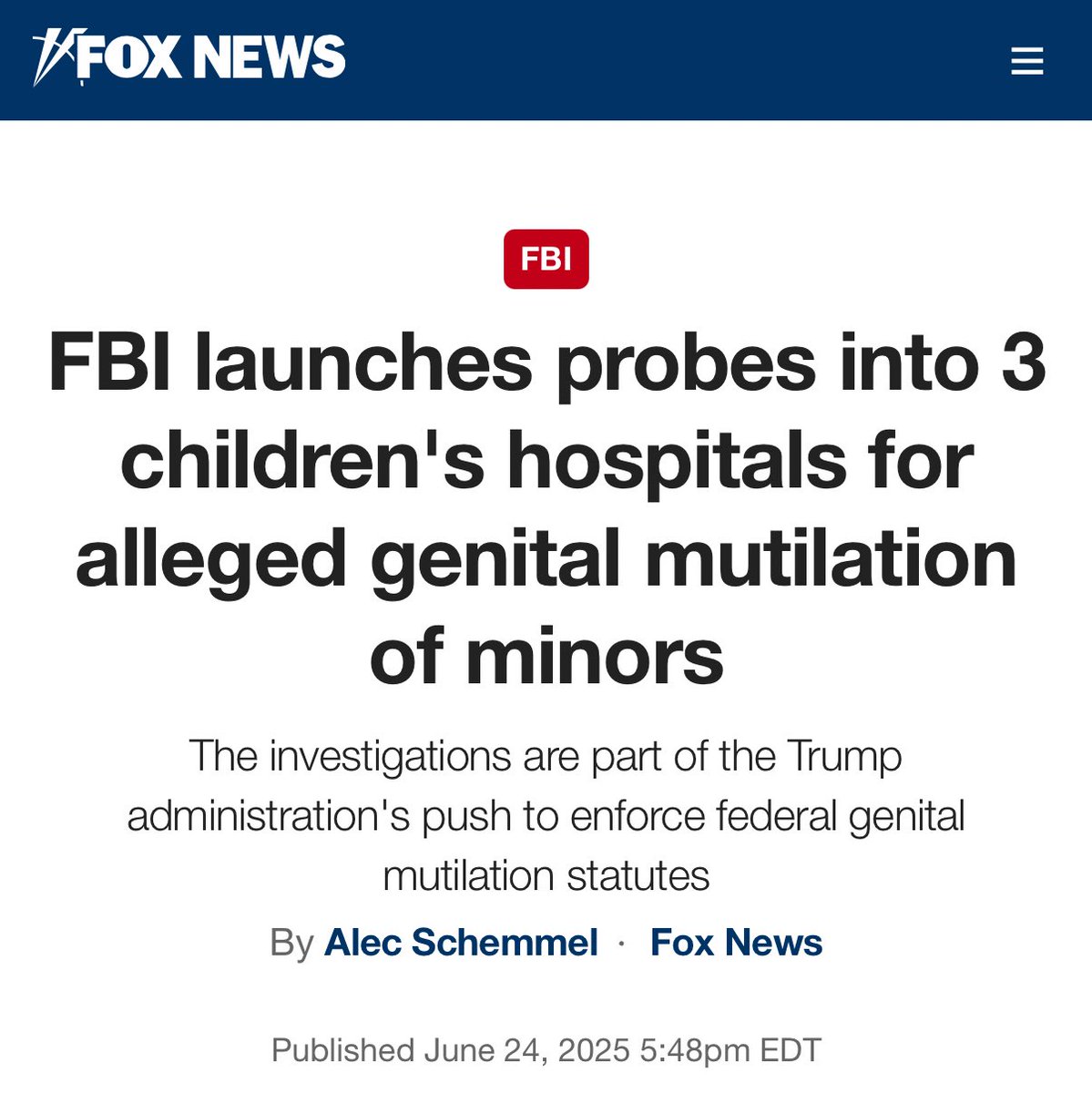 BREAKING: FBI Probes Major Hospitals for Alleged Child Mutilation