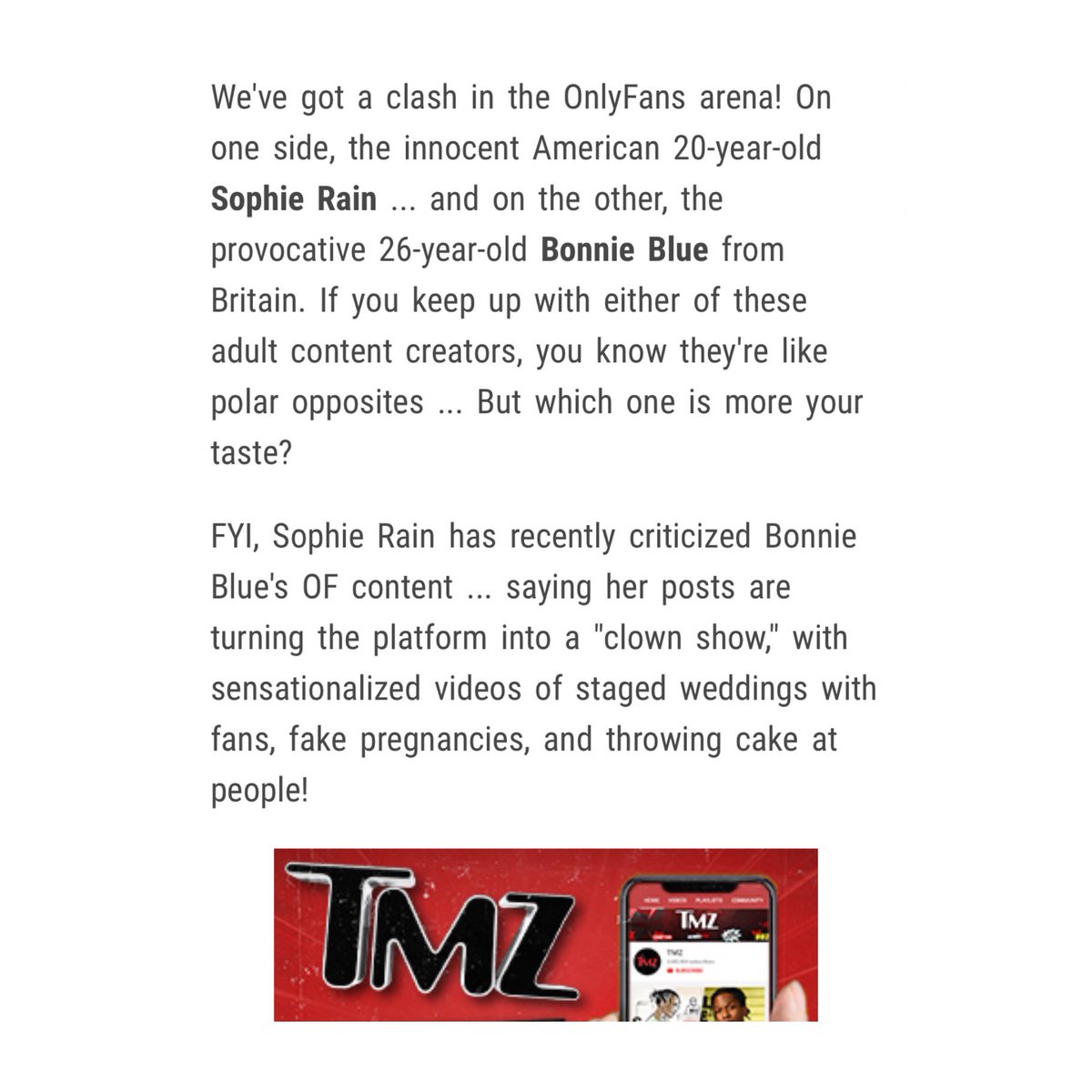 BREAKING: Sophie Rain Accuses Bonnie Blue of Sabotaging OF!