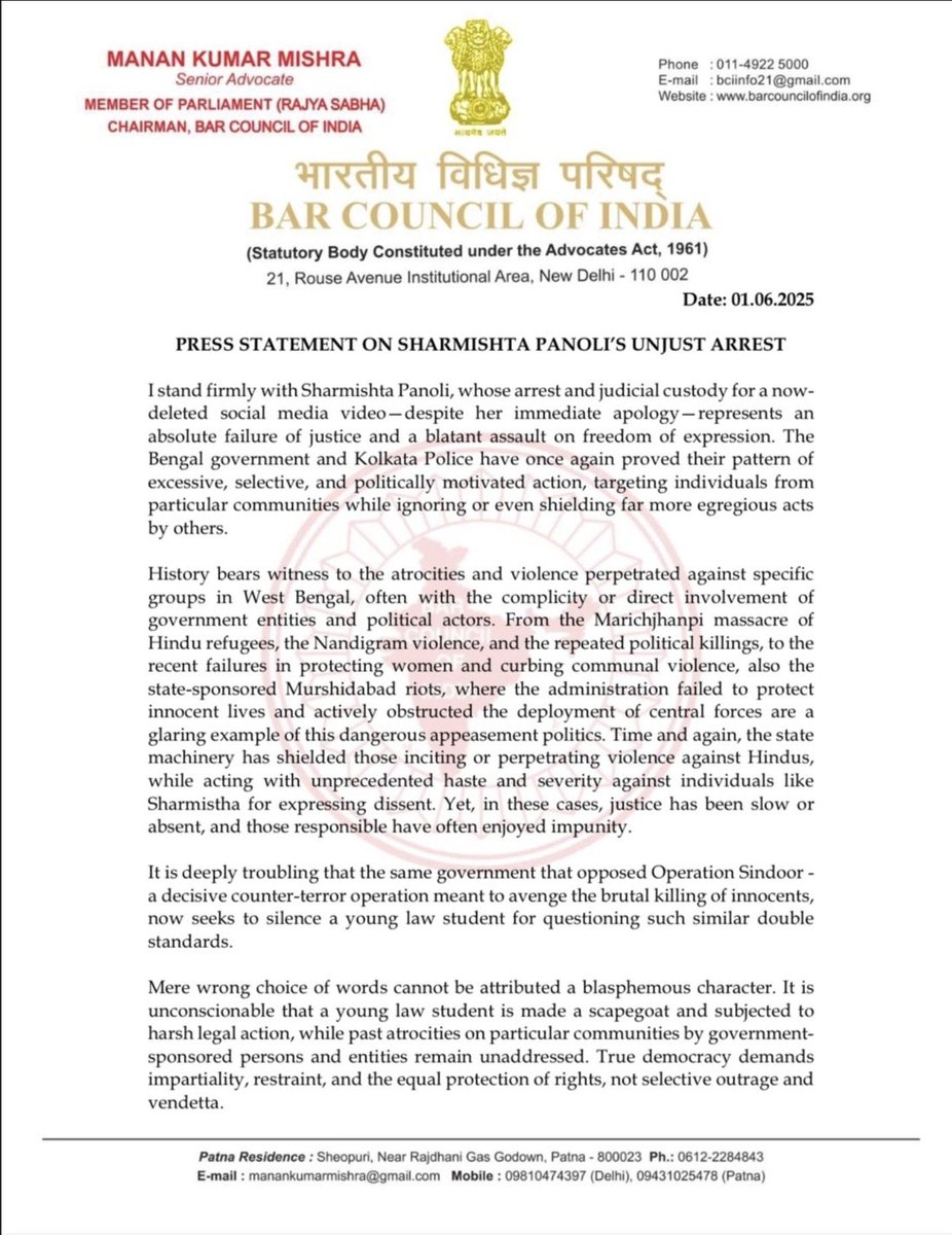 Bar Council Chair Slams Kolkata Police: "Assault on Free Speech!"