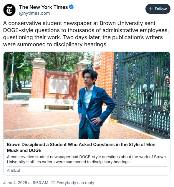 Bluesky Accuses NYT of Bias Over Brown's Doge Email Discipline