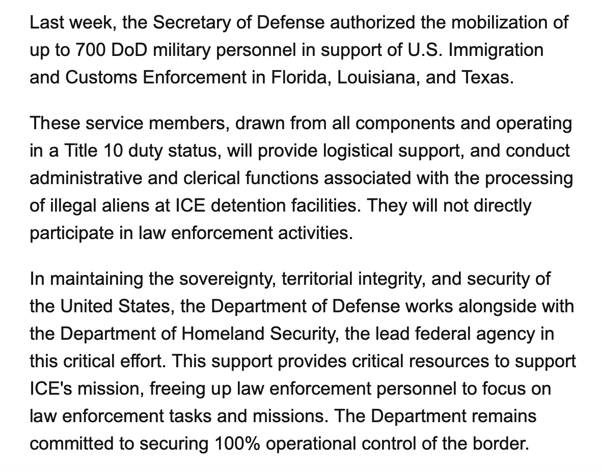 Breaking: DOD Confirms 700 Troops Sent to Support ICE Operations!