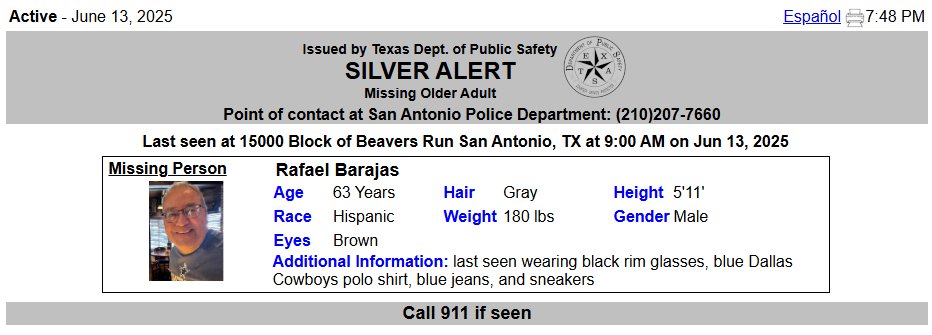 Breaking: Silver Alert for Rafael Barajas Sparks Outrage in TX!