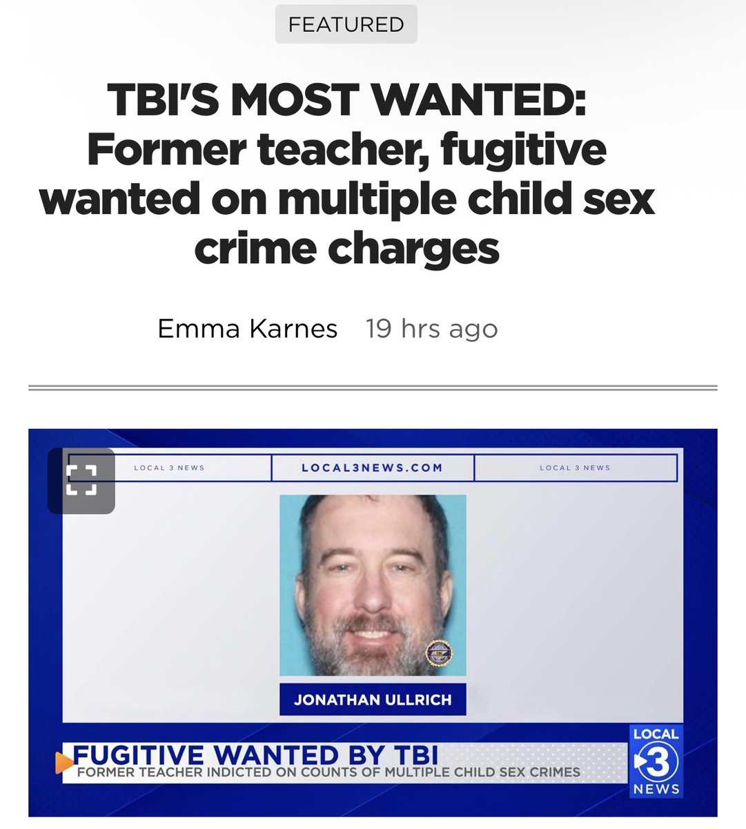 Breaking: TBI Revives Hunt for Fugitive Teacher Linked to Child Crimes