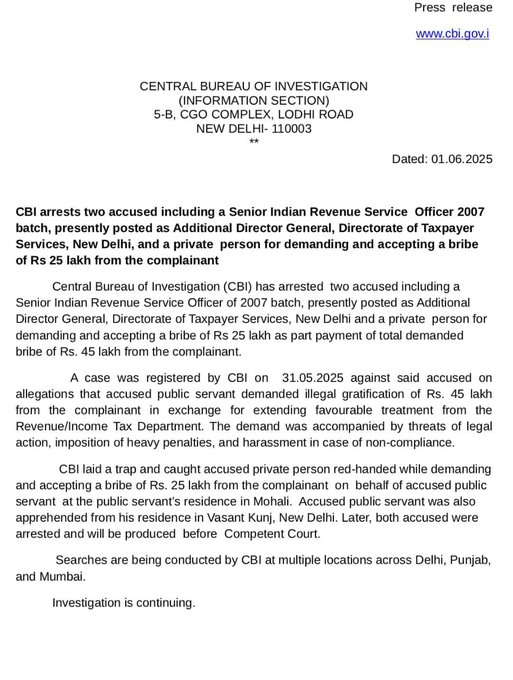 CBI Shocker: Senior IRS Officer Arrested in Tax Fraud Scandal!
