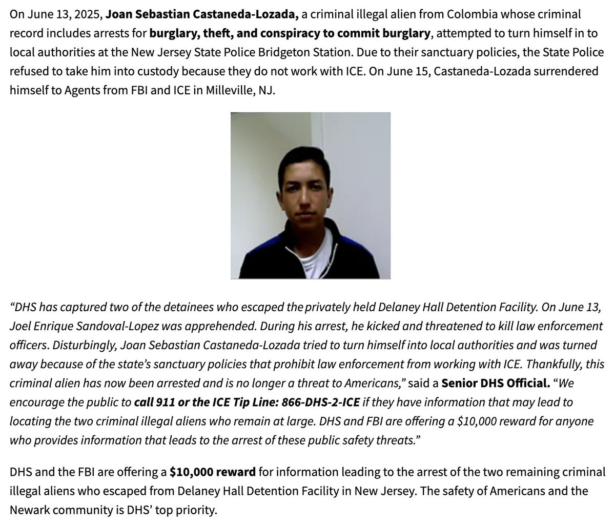 Criminal Escapes Detention, Surrender Denied by Sanctuary Policies!