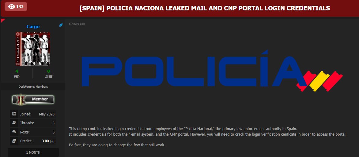 🚨Cyber Alert‼️ Spain's Policía Nacional Hacked: Sensitive Data Leaked!