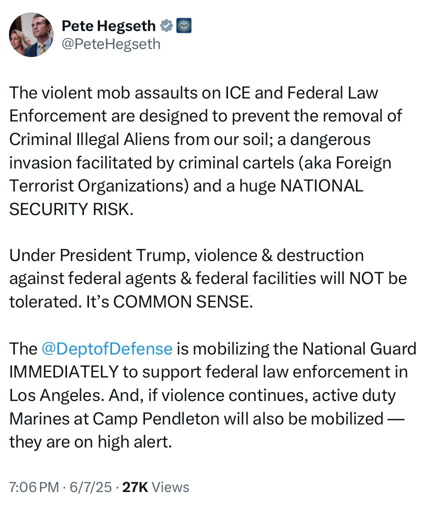 Defense Sec. Hegseth Considers Deploying Marines to Controversial Areas