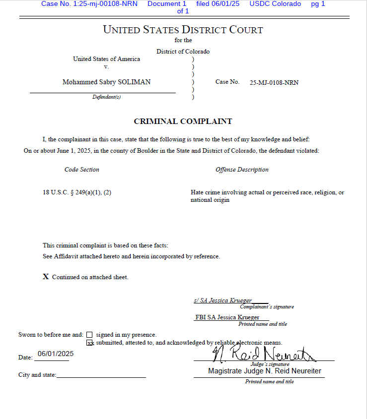 Feds Charge Egyptian Alien with Hate Crimes in Colorado Terror Case!