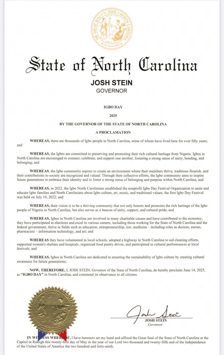 Governor Declares “Igbo Day” in NC: A Controversial Move!