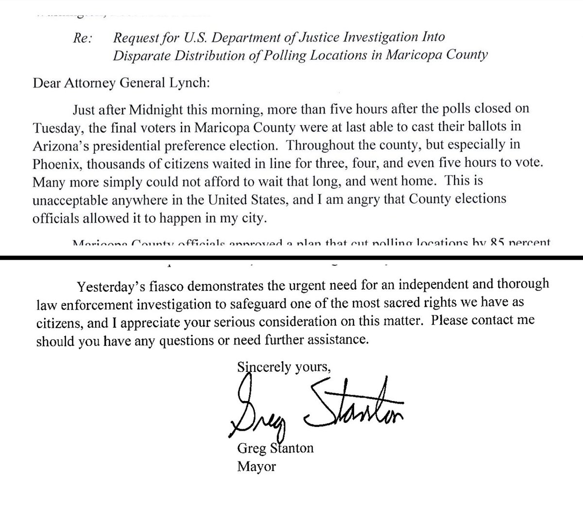 Greg Stanton's 2016 Call for DOJ Investigation: Irony Strikes Hard!