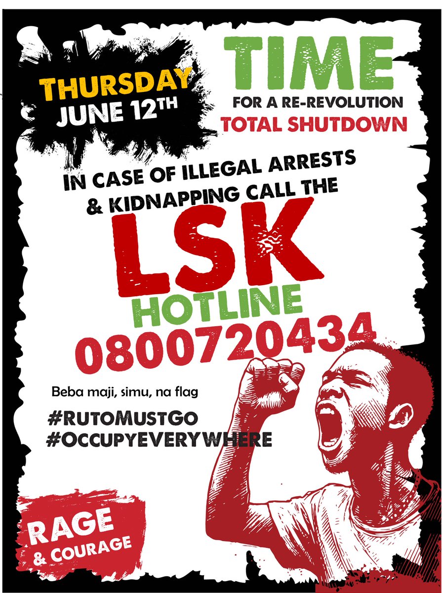 Incase You Get Arrested Today, Call LSK Hotline - Share Now!  
JusticeForAlbertOjwang ArrestEliudLagat
