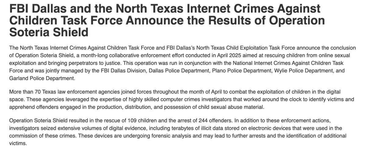 🚨JUST IN🚨 FBI's Shocking Operation: 109 Kids Rescued, 250 Arrested!