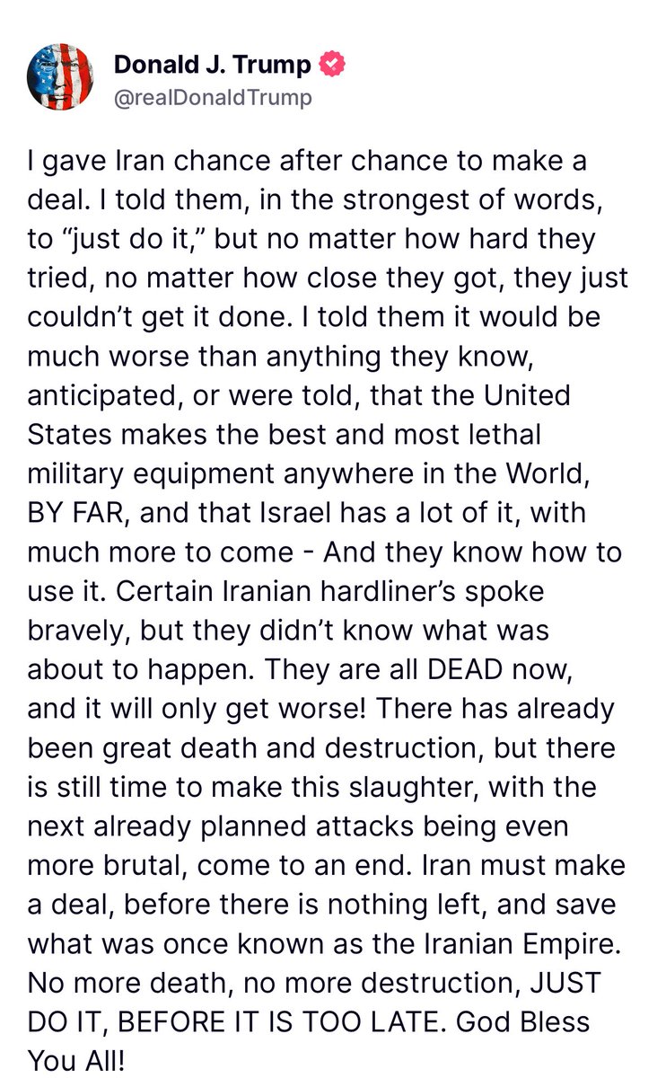 🚨JUST IN🚨 Trump Claims Iran's Hardliners Are Dead, Deal Needed!