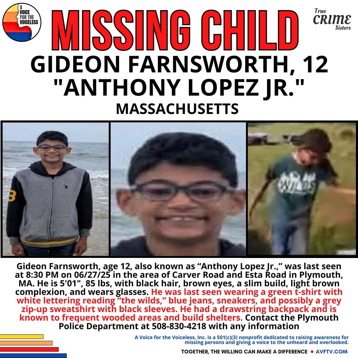 MISSING: 12-Year-Old Gideon Farnsworth Disappears in Plymouth!