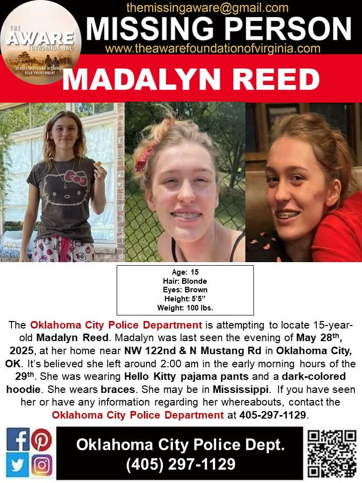 MISSING: 15-Year-Old Madalyn Reed Disappears in Oklahoma City!
