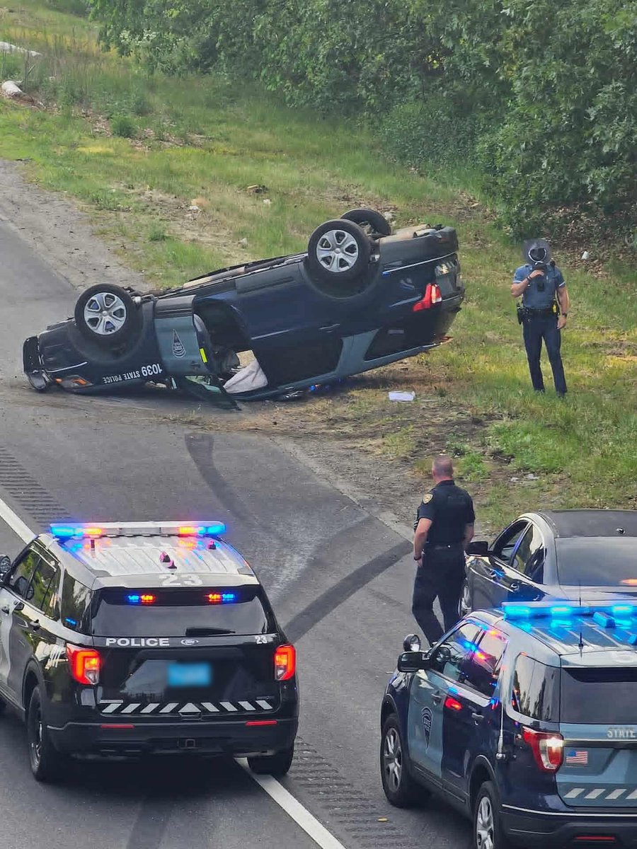 Major I-495 South Accident: State Police Car Overturned!