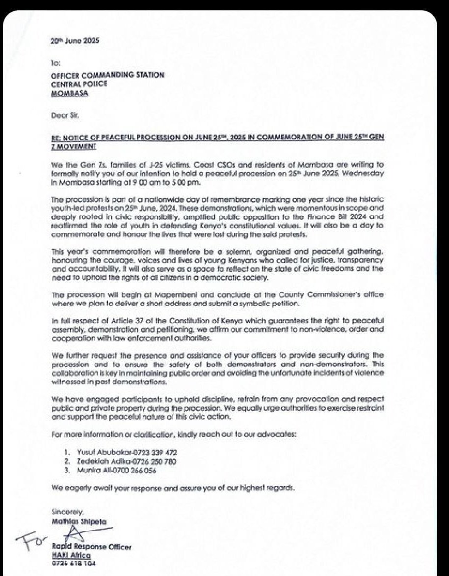 Mombasa County Sparks Outrage: Police Alerted for June 25 Protests!