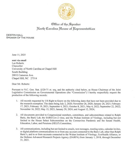 NC House Probes UNC Virologist Baric Over Wuhan Lab Ties!