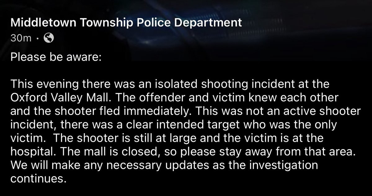 Oxford Valley Mall Shooting: Targeted Attack, Not Active Shooter!