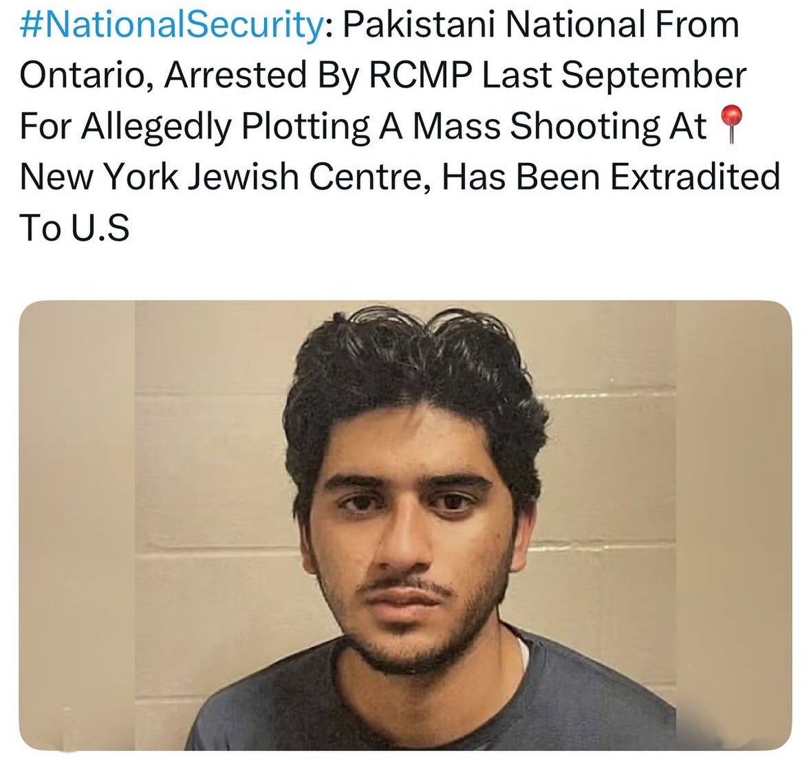 Pakistani Teen Extradited for Alleged New York Jewish Centre Plot