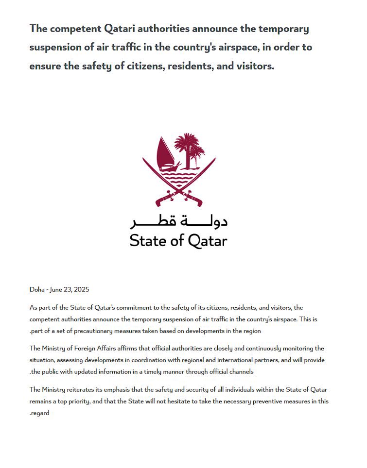 Qatar Shuts Airspace: U.S. and U.K. Citizens Ordered to Shelter!