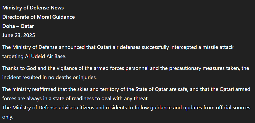 Qatar's Defense Triumph: Iranian Missile Attack Thwarted!