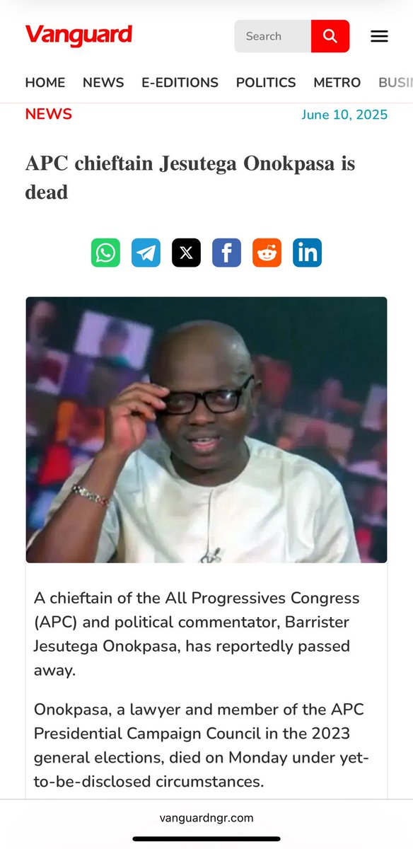 Shocking Death of APC Chieftain Jesutega Onokpasa Sparks Outrage