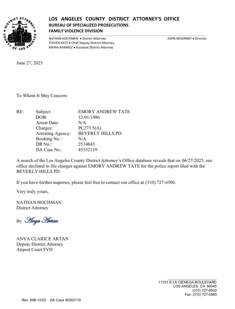 Shocking! LA Declines Charges Against Andrew Tate After Secret Probe