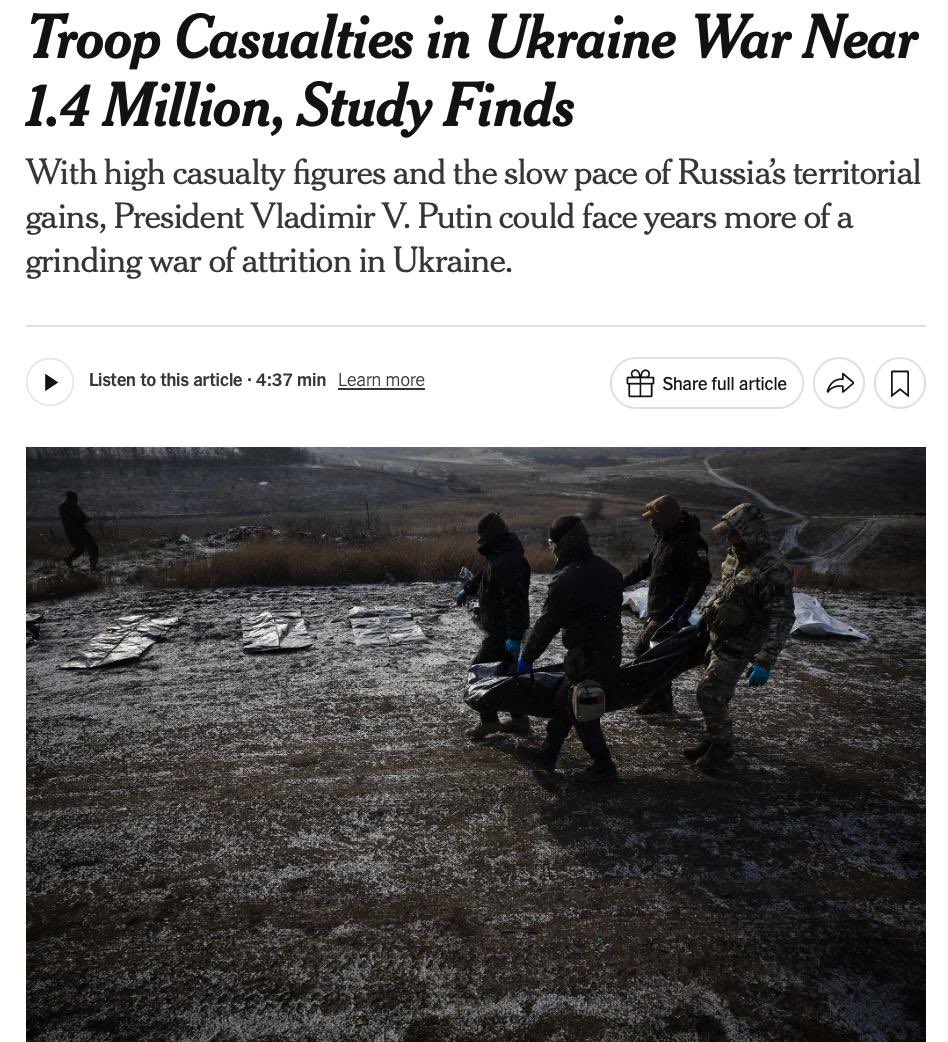 Shocking Toll: Close to 1 Million Russian Troops Casualties in Ukraine!