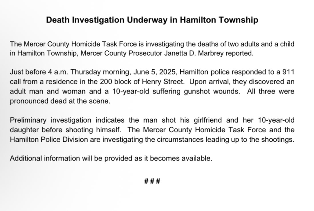 Shocking Triple Homicide: Girl, Woman, Man Found Dead in NJ