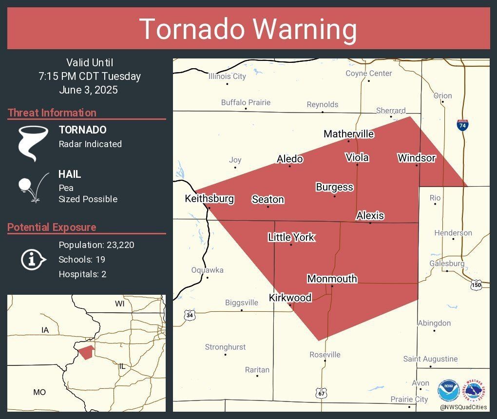 🚨 Tornado Warning: 23,220 Lives at Risk in Illinois Towns!