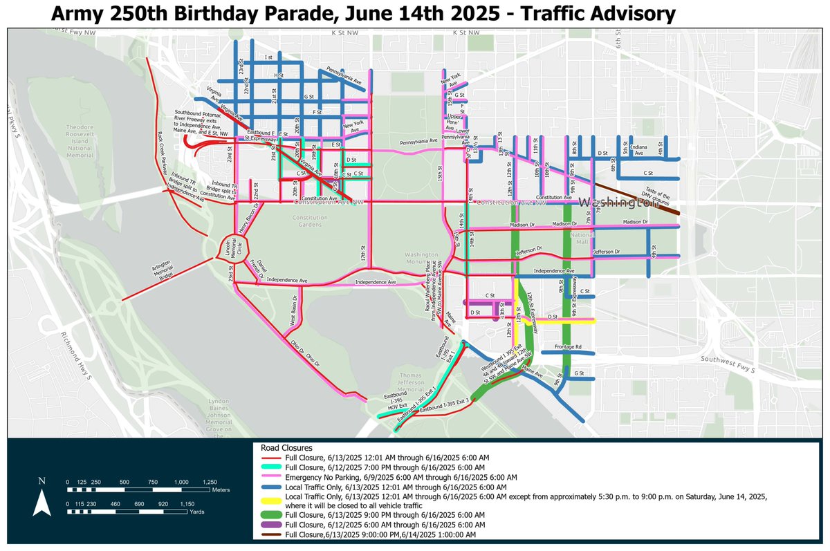 ⚠️Traffic Chaos: Army Parade Closes Bridges, Delays in DC!⚠️