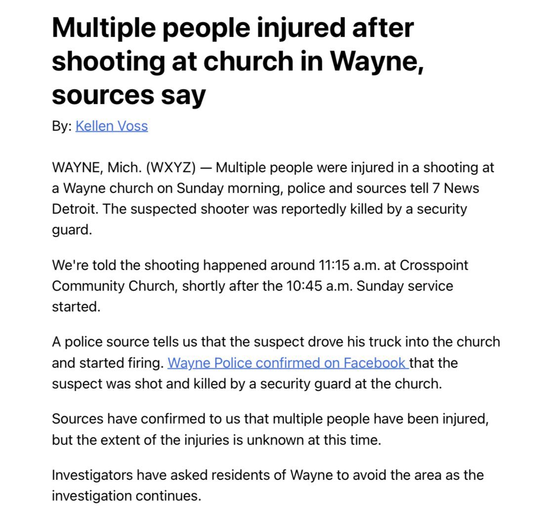 Tragedy Strikes: Shooter Killed After Attack on Michigan Church!