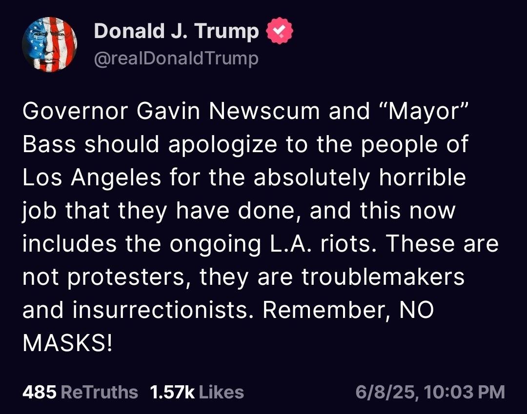 Trump Blasts Newsom and Bass: 'Apologize for L.A. Riots!'