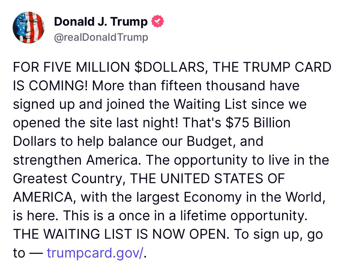 Trump's $5M Card Ignites 15K Waitlist: $75B Bonanza or Just Hype?