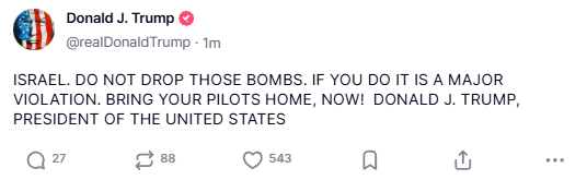 Trump's Shocking Demand: Israel Must Halt Bombing Campaign NOW!