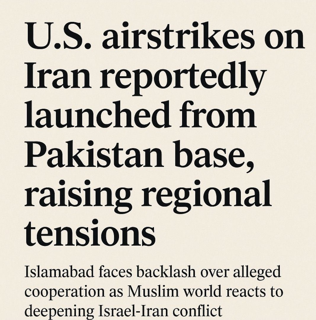 US Airstrikes on Iran: Launched from Pakistani Base, Reports Say