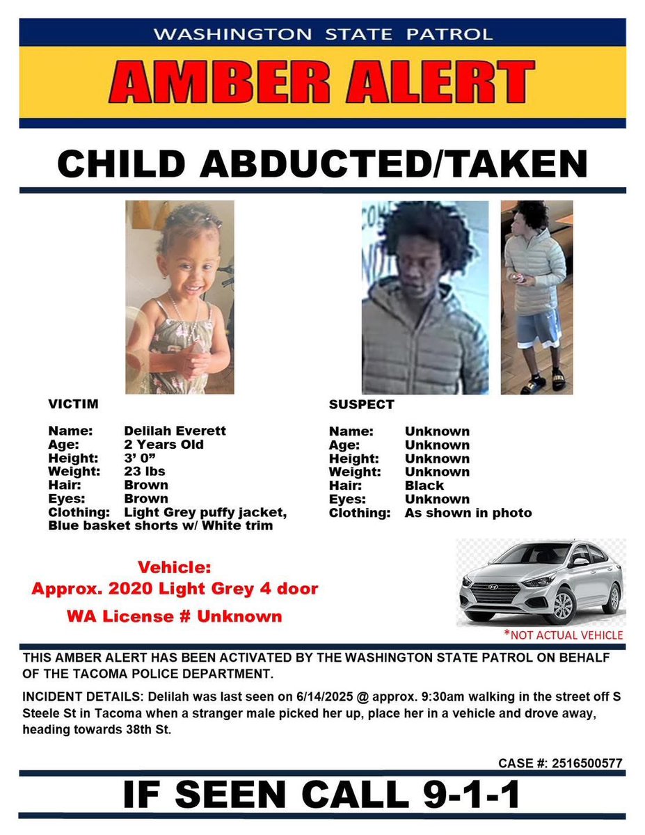 Urgent: 2-Year-Old Delilah Everett Abducted in Tacoma!