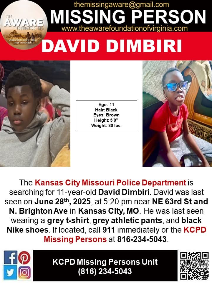 Urgent Search: 11-Year-Old David Dimbiri Vanishes in KC!