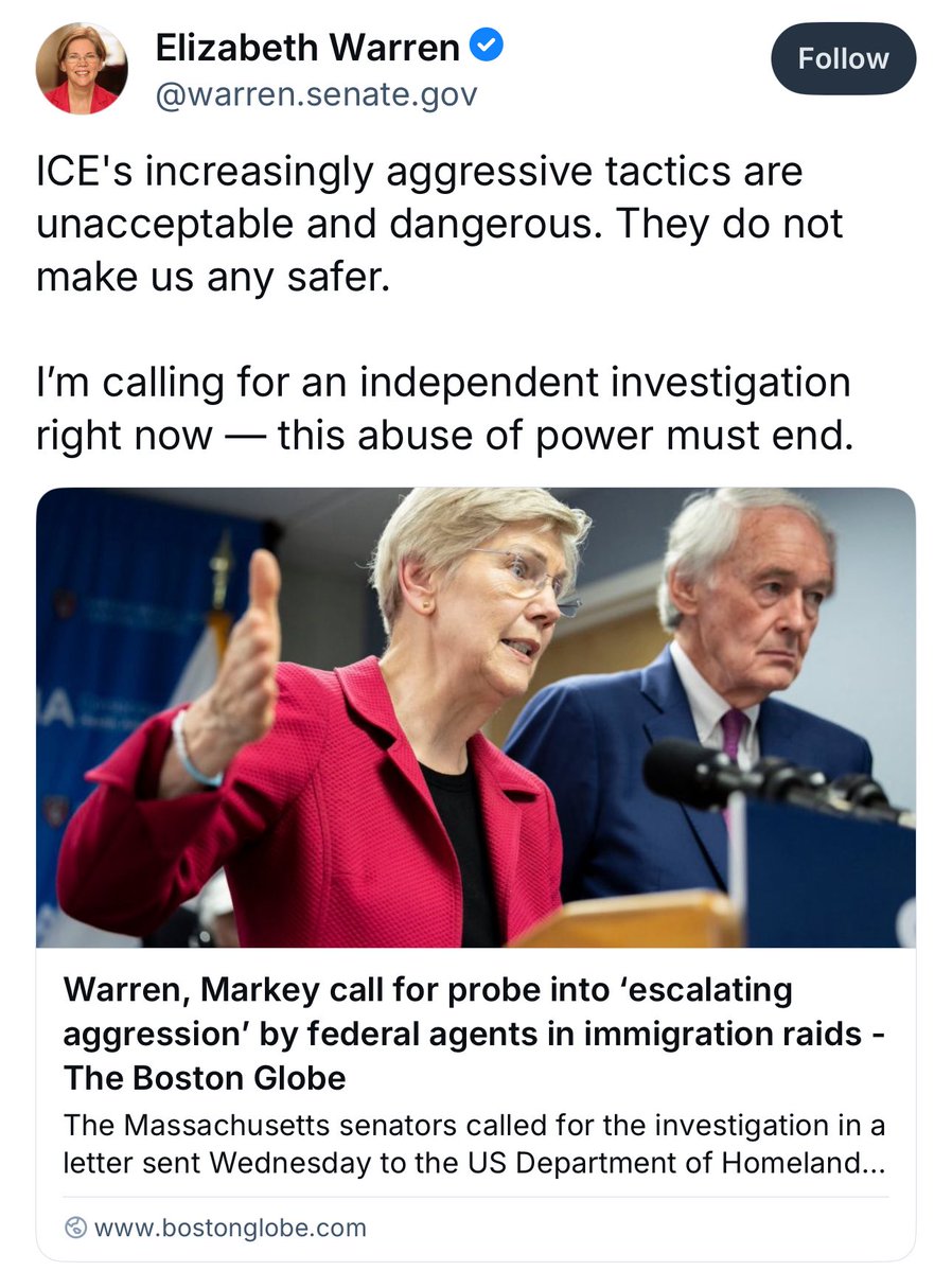 Warren & Markey Demand Probe into ICE's Covert Police Tactics  
Blackburn, Sexton, Johnson Push to Legalize Controversial Methods