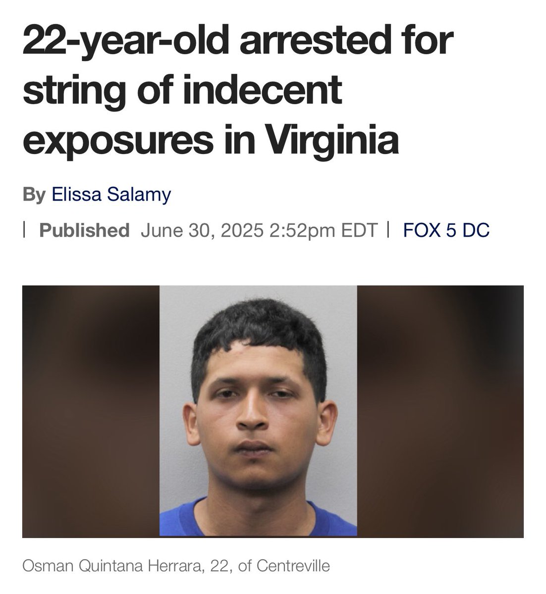 🚨BREAKING: Illegal Alien Charged in Fairfax Indecent Exposure!