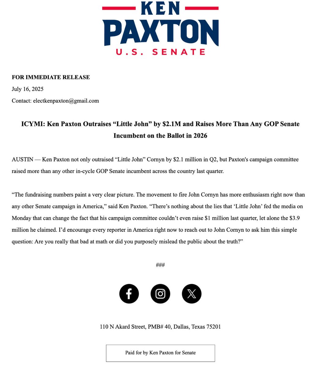 🚨BREAKING: Ken Paxton Surges Past Cornyn by $2.1M! —  Breaking News Ken Paxton, Political Fundraising Updates, Texas Senate Race 2025